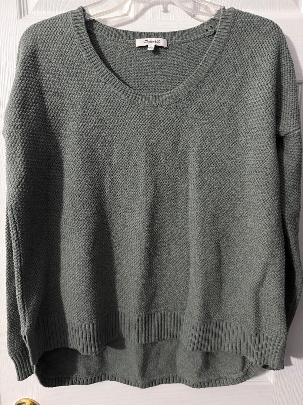 Madewell Sage Green Scoop Neck Textured Knit Sweater